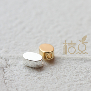 DIY饰品黄铜配件6*4mm镀厚金银椭圆 几何图形 珠子 金属珠(4211C)