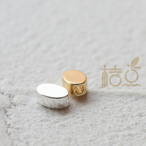 DIY饰品黄铜配件6*4mm镀厚金银椭圆 几何图形 珠子 金属珠(4211C)