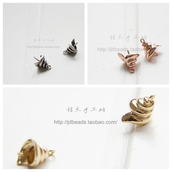 DIY配件铜质饰品9*10mm海螺吊扣水滴粘扣吊坠扣空心珠扣(4471Z)