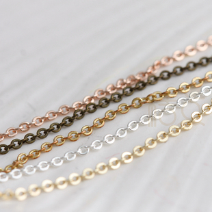 225SFB 链条锁骨链细链 1.16mm超细扁O链 DIY配件铜配链饰品1.45