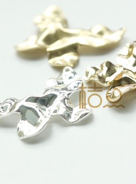 DIY饰品铜配件24.8*20.3mm蝴蝶折纹压纹吊坠镀金镀银古色(4192C)