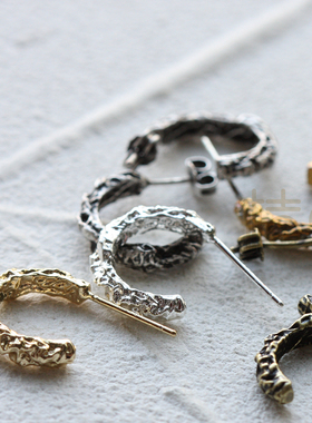 DIY饰品黄铜镀金镀银配件 耳钉耳环 Ins C型耳圈 欧美流行(4583C)