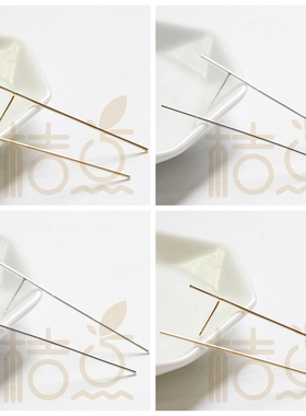 DIY饰品铜配件 厚真金银电镀长棒耳钉 925银针 简约 时尚(4331C)