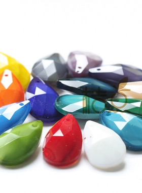 DIY材料配件 国产水晶 瓷色实色 刻面 水滴 单孔直孔 串珠(G296A)