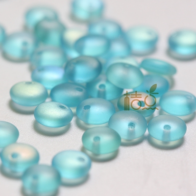 DIY饰品配件6mm捷克进口.单孔圆片.玻璃.火烧.电镀.Lentil.磨砂