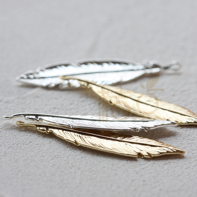 diy饰品铜配件镀厚金羽毛