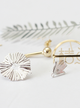 DIY饰品铜配件镀厚金银几何图形耳钉耳饰925银针欧美流行(4529C)