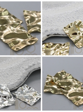 DIY饰品铜配件24*18mm敲打 皱纹 长方片 方片 几何图形(4063C)