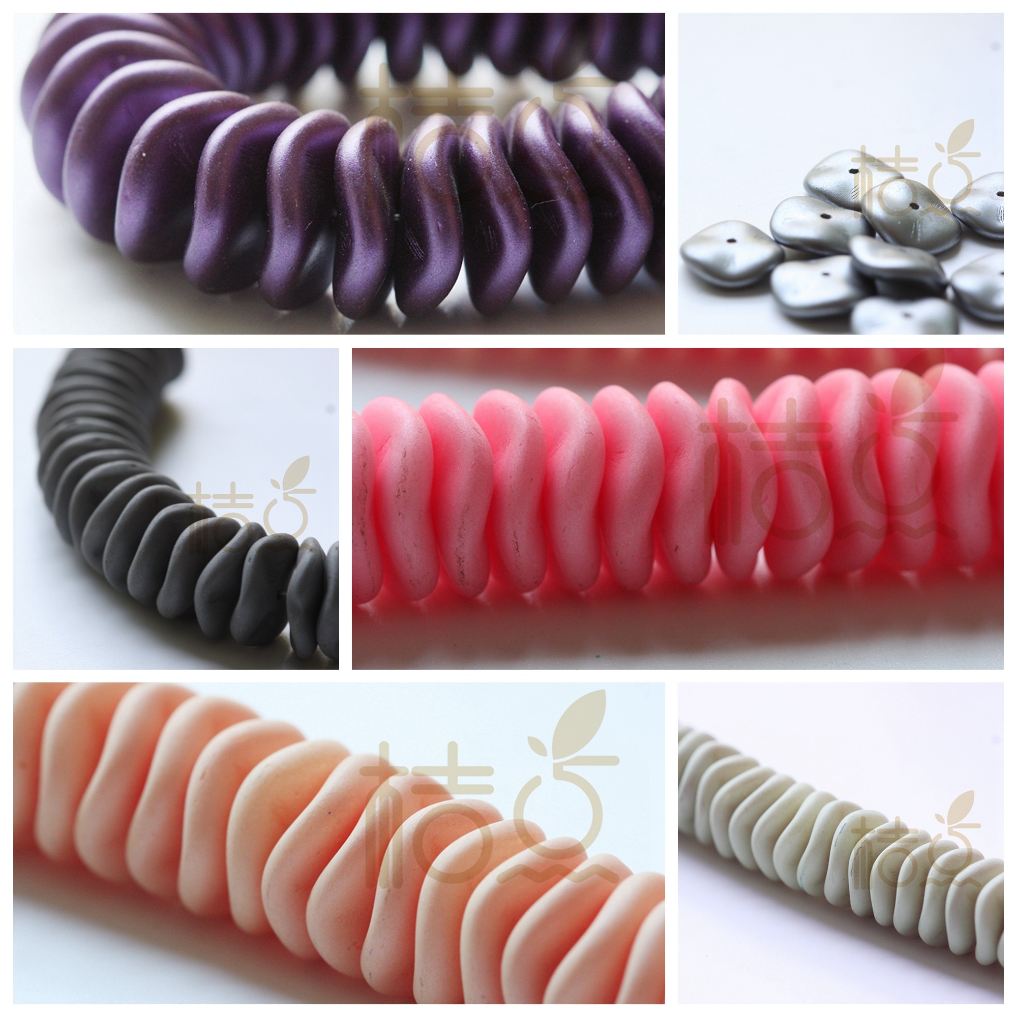 捷克进口火烧珠DIY串珠散珠12mm波浪中孔碟片隔珠扁珠(W3)