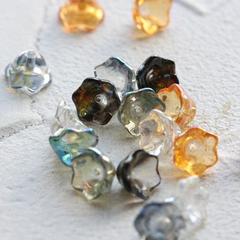 国产水晶玻璃珠直孔11mm 花托 喇叭 花瓣 DIY饰品配件(G456)