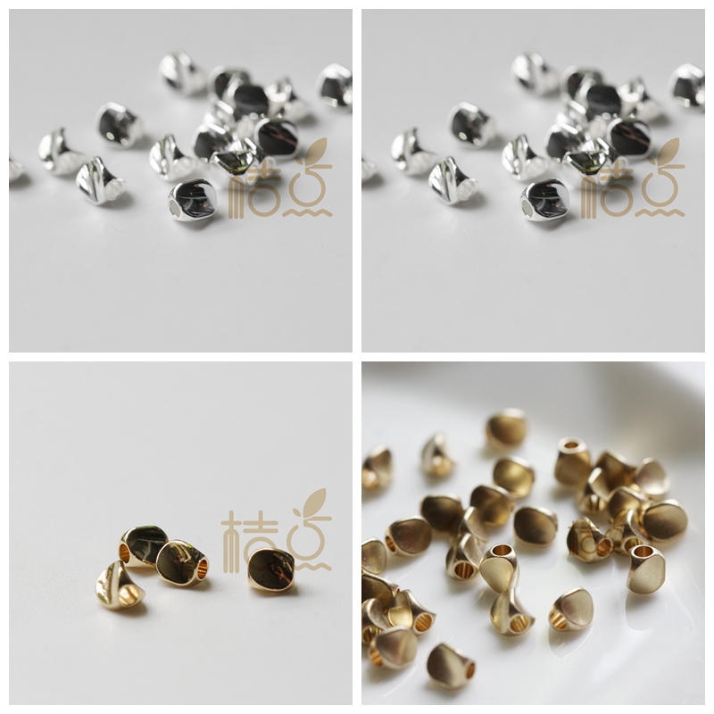 DIY饰品黄铜配件 4*3.5mm 纽珠 散珠 串珠隔珠金属珠 耳饰(4391C)