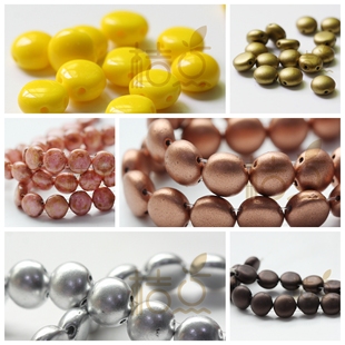 8mm捷克双孔圆形平底玻璃珠半圆进口串珠散珠(Candy-2)