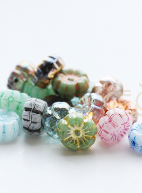 DIY饰品配件串珠散珠捷克玻璃珠进口珠古色古珠花植物(CZH15)
