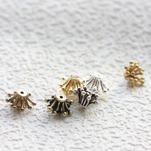 DIY饰品铸造铜配件7*6mm镀厚银镀厚金花蕊隔珠几何图形(4757C)