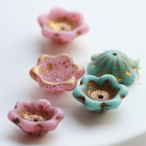 饰品配件捷克玻璃珠古色花托