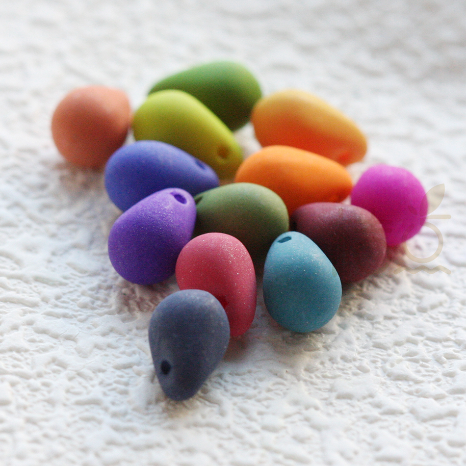 DIY饰品配件散珠串珠捷克进口水滴玻璃珠丝绒磨砂9x6mm(CZH19)