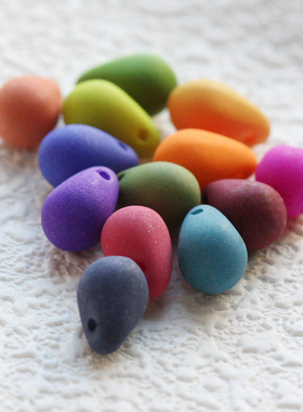 DIY饰品配件散珠串珠捷克进口水滴玻璃珠丝绒磨砂9x6mm(CZH19)