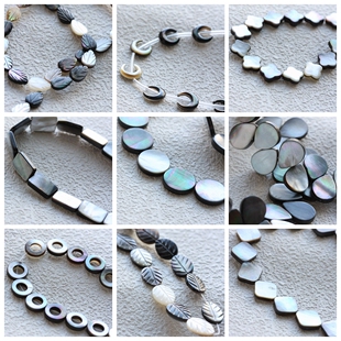 DIY饰品配件串珠散珠贝壳蝶贝水滴圆片珠框桃心几何图形(G477)
