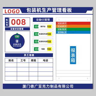 工厂5S注塑机看板生产报表箱机台设备车床点检表管理标识牌流程卡