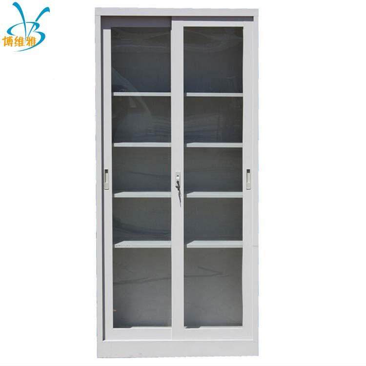 BWY-2001厂玻家定做体璃门文件柜 推拉门铁柜通五层资料 柜定做