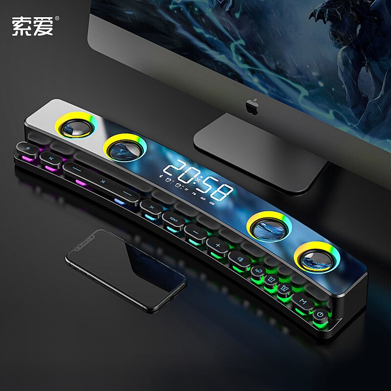 索爱SH39电脑音响台式家用桌面长电竞游戏专用重低音炮条蓝牙音箱