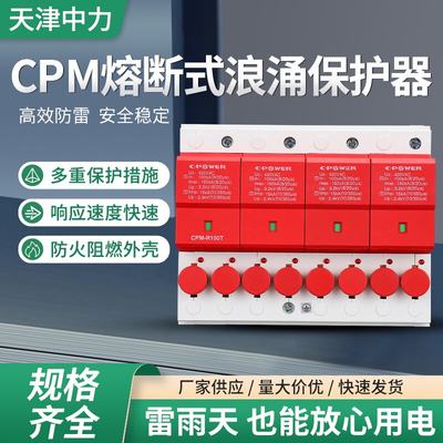 CPM一级浪涌保护器4P100T熔断器防雷器三相四线电涌开关