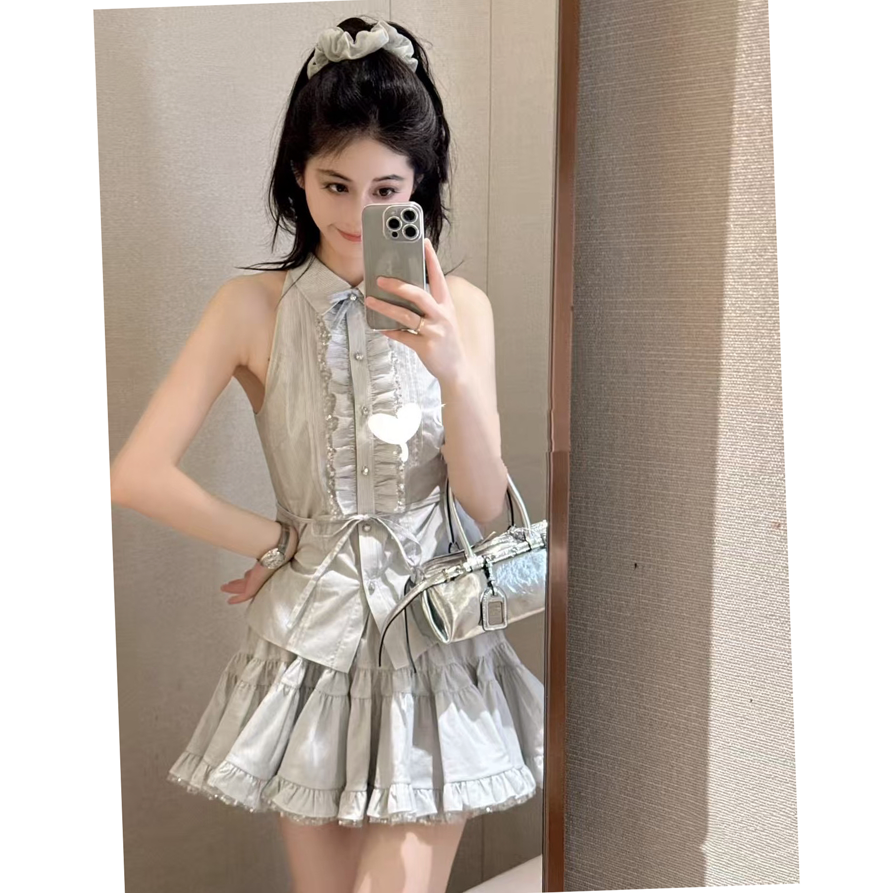 JR 专柜正品2025夏季新款 气质翻领无袖设计感衬衫上衣女R120602D