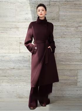 商场同款伊芙丽2025冬季新款乌梅紫毛呢大衣呢子外套1GB170051