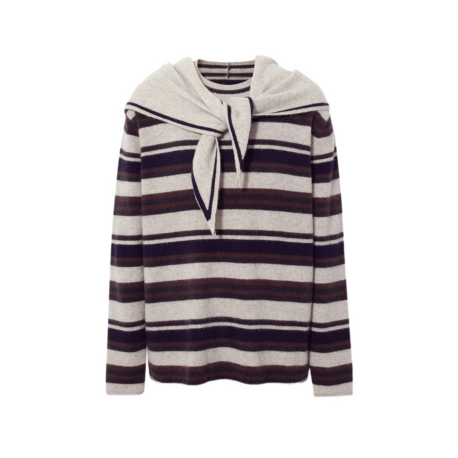 MM麦檬复古咖色条纹披肩耗牛毛毛针织衫毛衣25冬新款5H1930301X