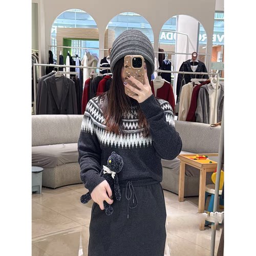 商场同款伊芙丽2025冬季新款沉檀灰羊毛衫针织打底毛衣1GB232901