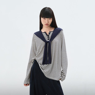 小麦檬穿搭2026春季新款商场同款披肩条纹针织衫毛衣女4G8203581