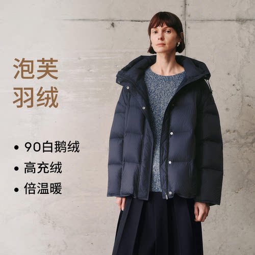 MM麦檬90鹅绒羽绒服外套短款藏青色商场同款25冬新款5GA180961Q