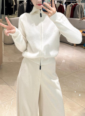 伊芙丽2025秋冬流行新款翻领羊毛针织开衫温柔风毛衣女1GB134031