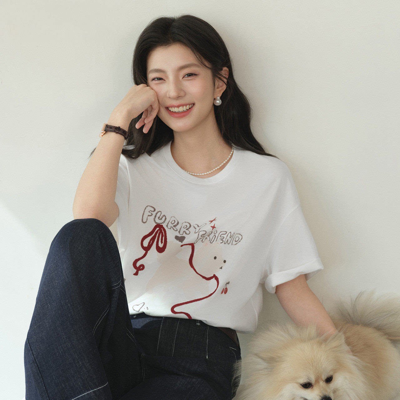 【好运汪】诗家狗狗印花凉感T恤2026春新款宽松落肩显瘦短袖女