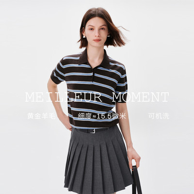 MM麦檬黑标奢品级黄金羊毛复古miu系polo针织短袖2026夏季新款
