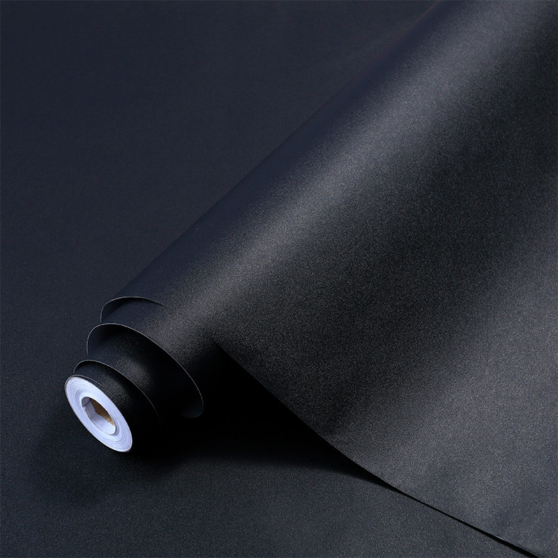 黑色PVC墙纸自粘防水防潮墙面装饰贴纸纯色贴纸素色即时贴宿舍贴