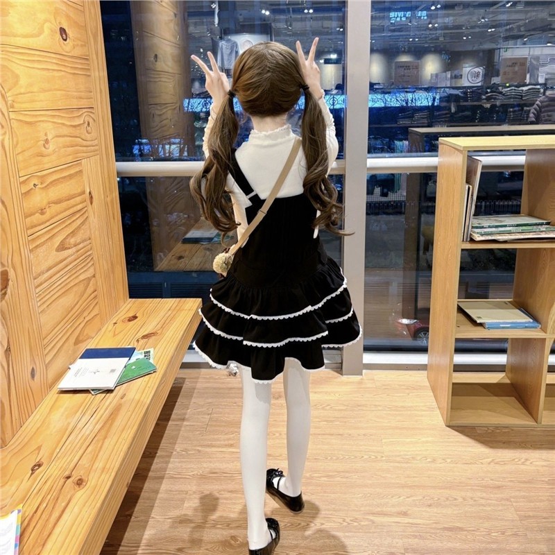 熊之原创lolita古早昭和蛋糕三层裙摆背带裙套装公主风清新甜美