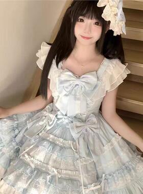 雪顶娃娃蓝色doll感洛丽塔清新lolita设计少女重工jsk蕾丝洋装
