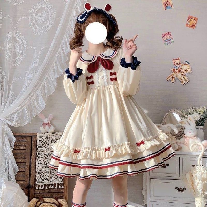 洛丽塔裙子原创设计 兔兔冰淇淋Lolita秋冬刺绣甜美 可爱呲甜款