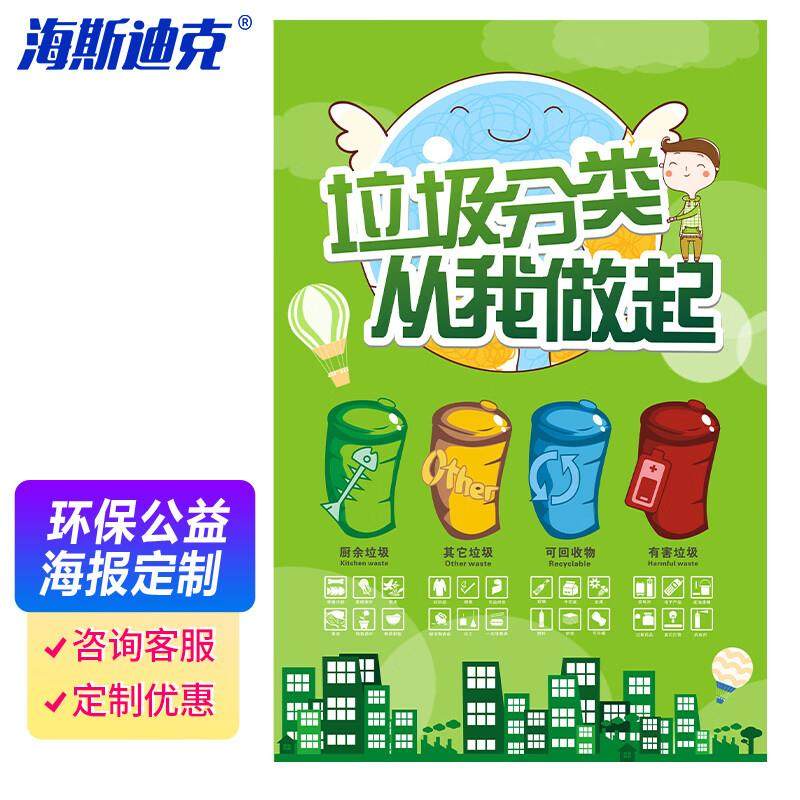 海斯迪克HKL-479垃圾分类宣传画环境保护海报贴纸定制40*60cm垃圾