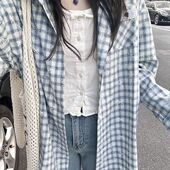 2026新款 外套女春季 设计感小个子复古上衣 格子蕾丝衬衫 开春法式