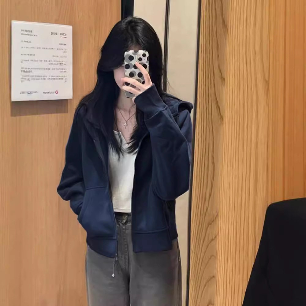 小个子短款卫衣春季外套女2026年新款春秋即墨连帽拉链开衫上衣