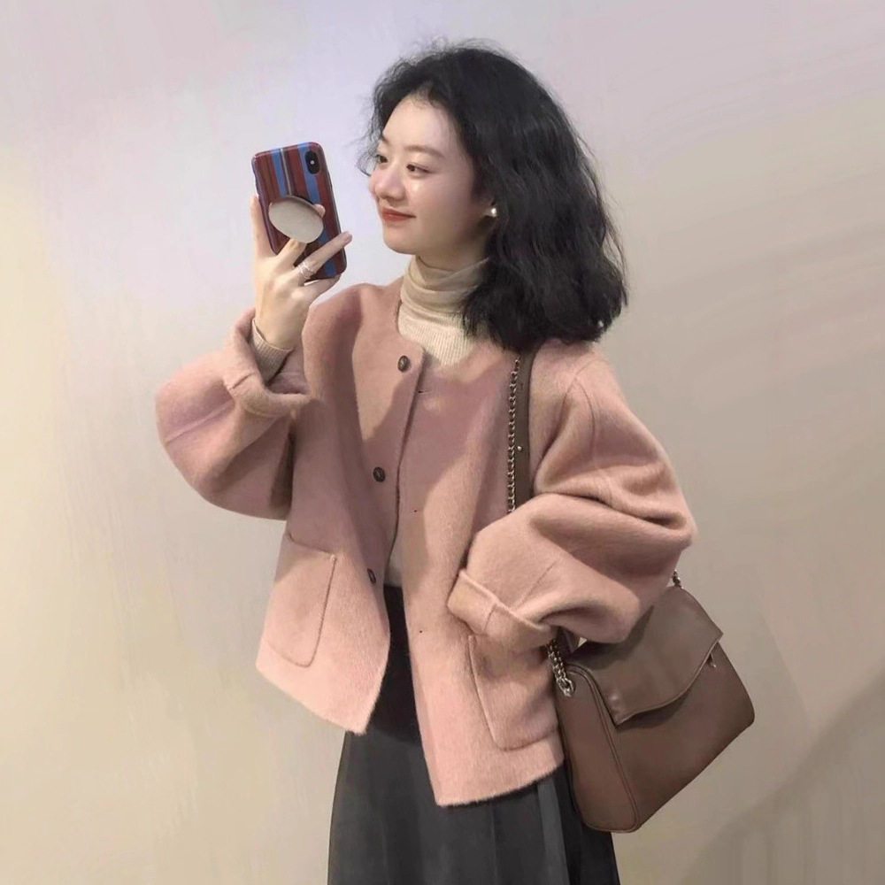 小香风气质毛呢外套女2025秋冬新款高级感宽松短款小个子西装大衣