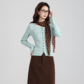 显瘦内搭打底衫 绿色单穿上衣设计感长袖 修身 女2026秋冬季 针织开衫