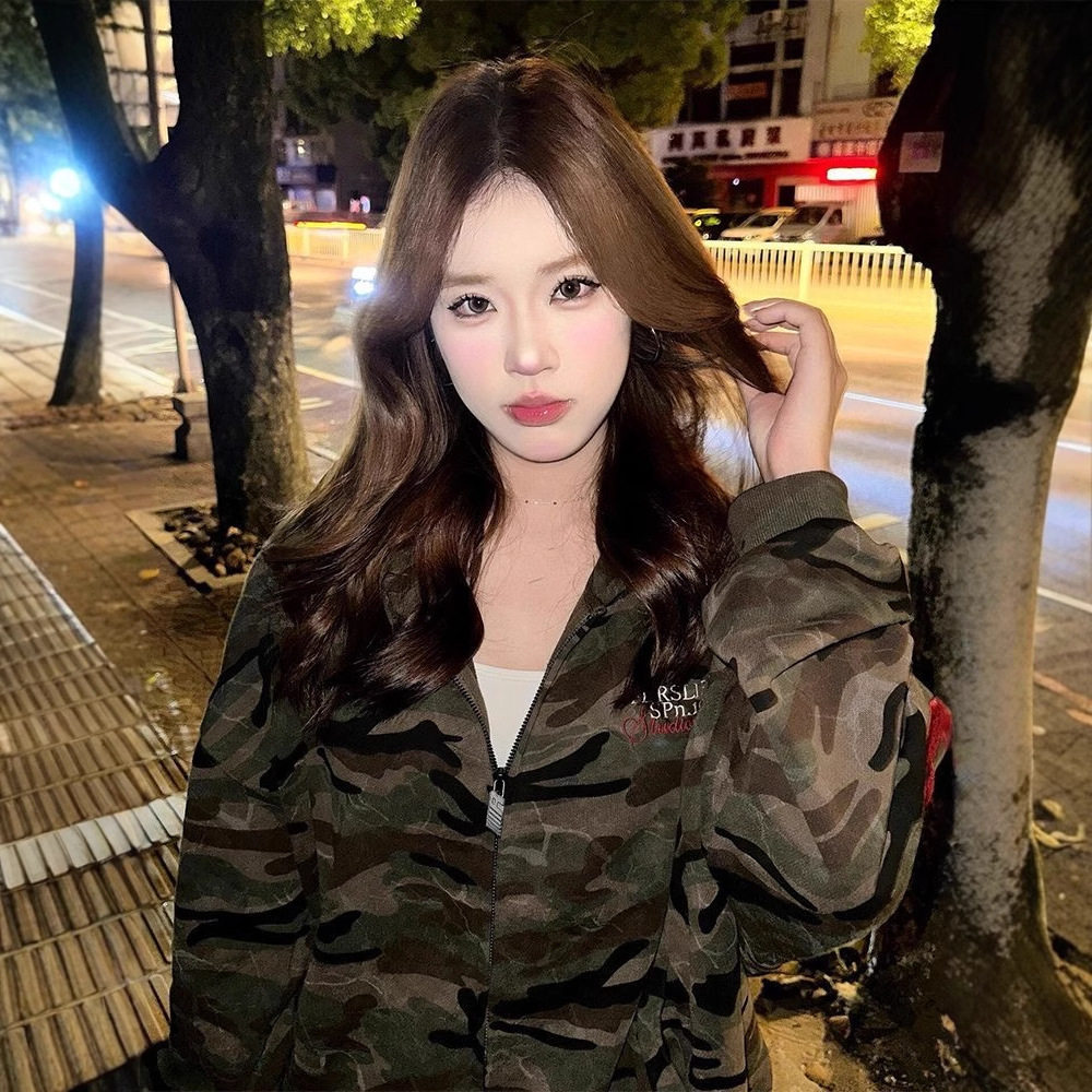 美式后背09迷彩开衫连帽