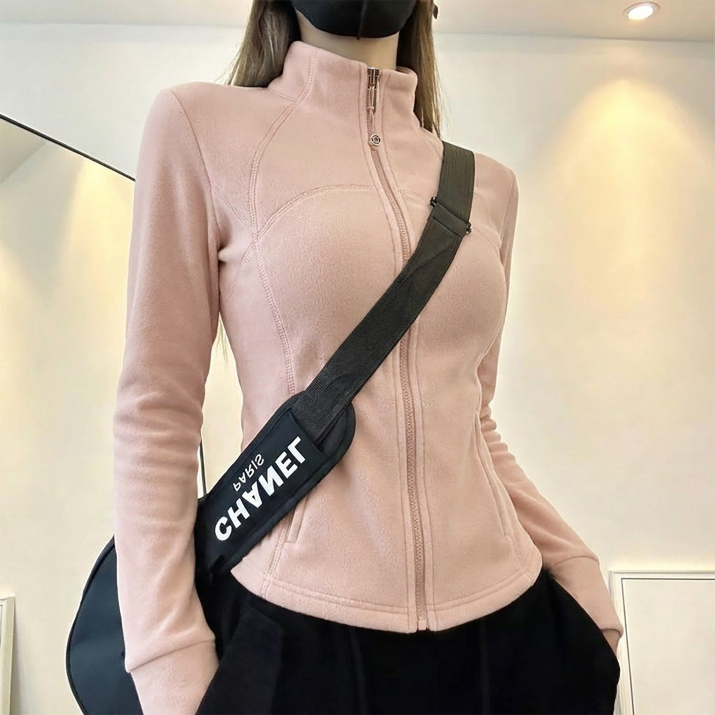 粉色修身内搭上衣女冬季小个子羽绒服内胆校服神器摇粒绒卫衣外套