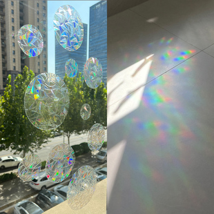 彩虹玻璃贴纸太阳光捕手静电贴窗户飘窗装饰贴透明无胶镭射膜贴膜