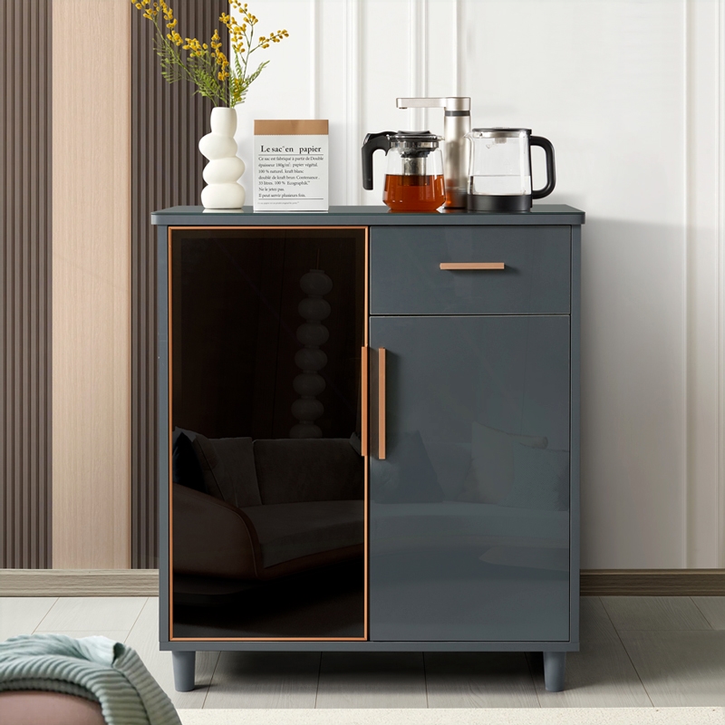 现代轻奢实木茶吧机柜子一体柜新家用餐边柜饮水机款智能语音客厅