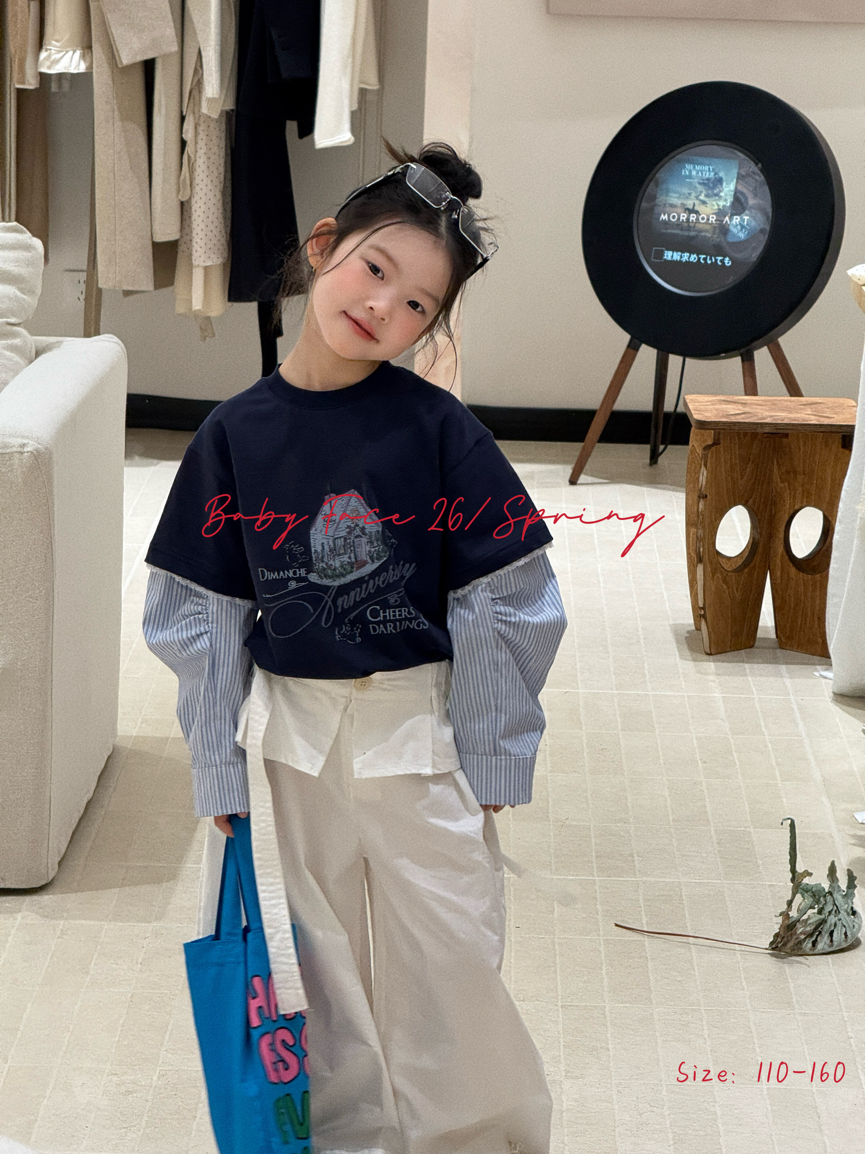 韩版童装2026春款女童洋气假两件T恤衬衫儿童上衣卫衣屁帘弯刀裤图片