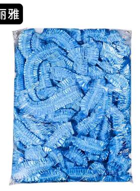 康丽雅K-3258一次性塑料PE头套清洁防尘加厚条形头套蓝色100只装